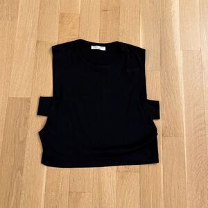 Zara Black Sleeveless Crop Muscle Tee